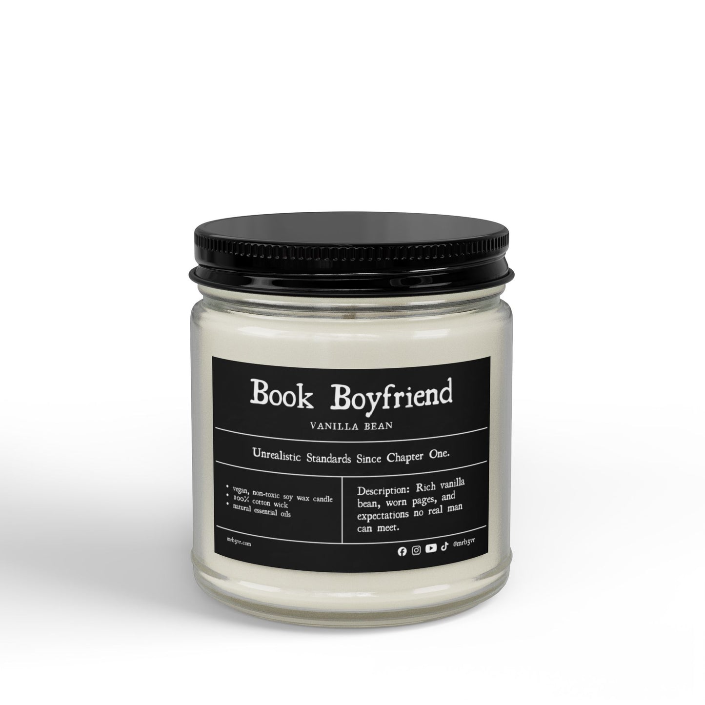 Book Boyfriend | Vanilla Bean Soy Candle | Vegan, Non-Toxic Vegan, Non-Toxic | (4oz & 9oz)
