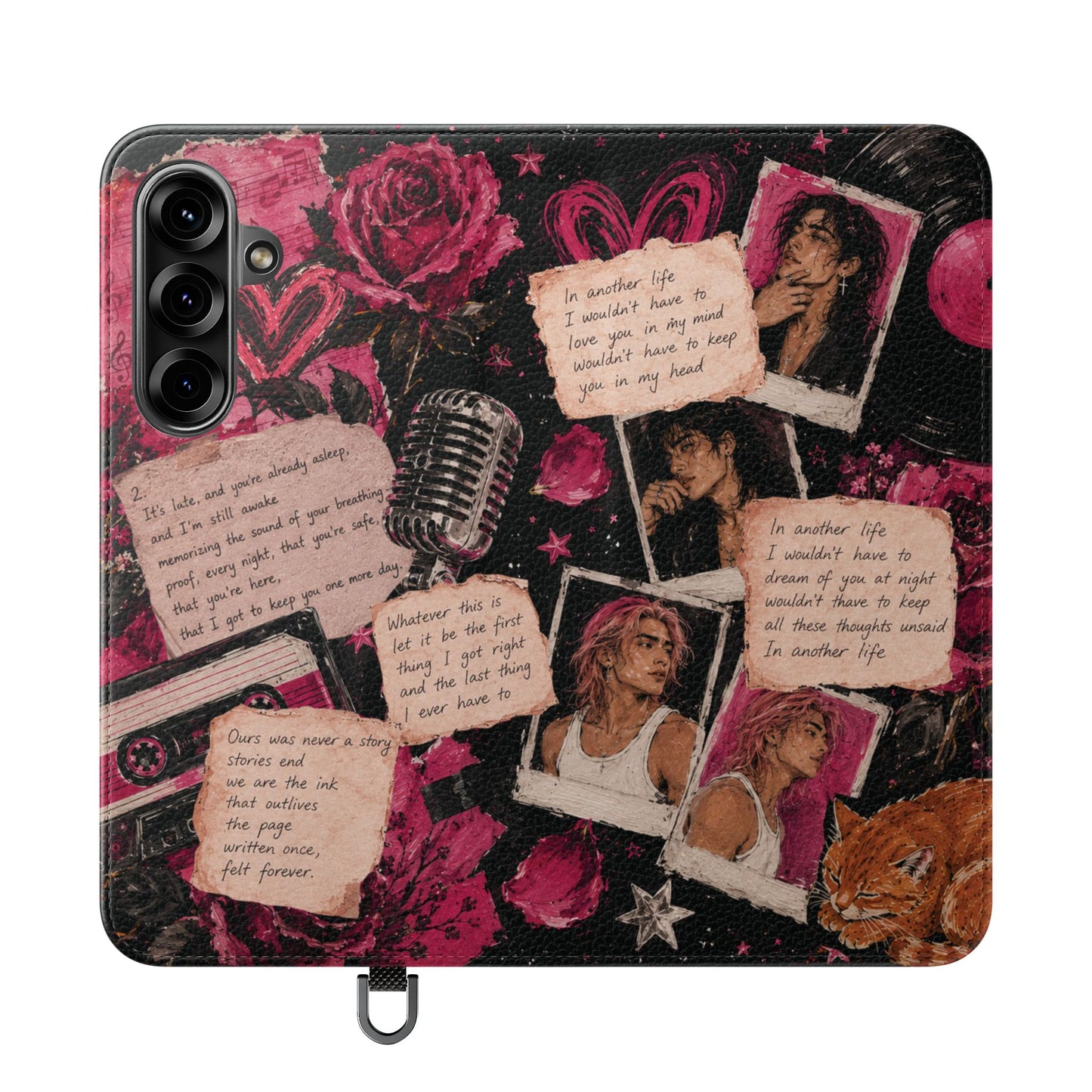Lyric Flip Case | Dark Romantic Aesthetic Phone Case | Music-Inspired Folio Wallet Case