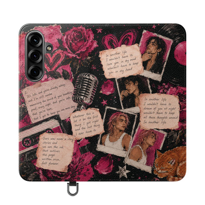 Lyric Flip Case | Dark Romantic Aesthetic Phone Case | Music-Inspired Folio Wallet Case