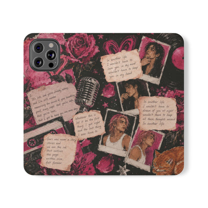 Lyric Flip Case | Dark Romantic Aesthetic Phone Case | Music-Inspired Folio Wallet Case