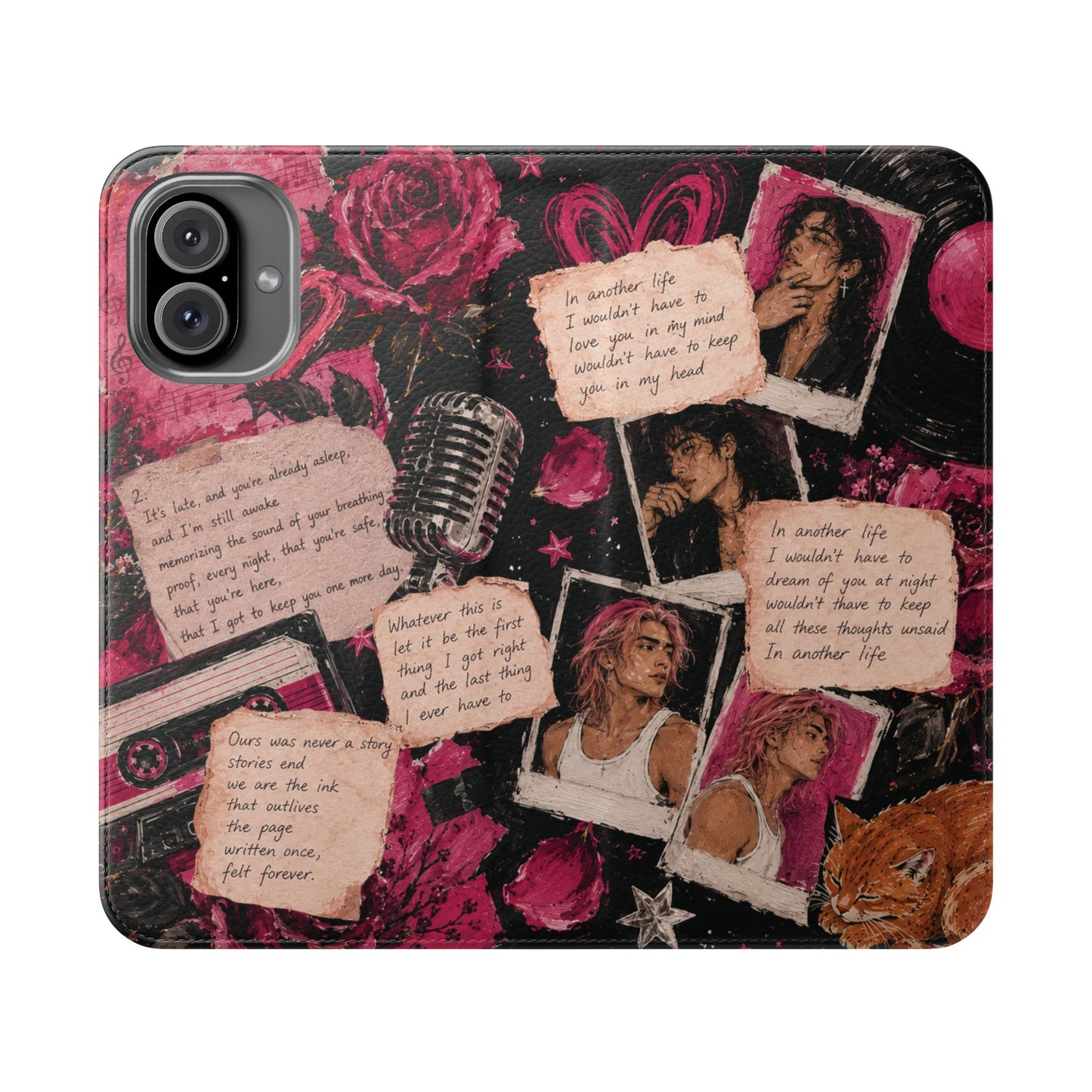 Lyric Flip Case | Dark Romantic Aesthetic Phone Case | Music-Inspired Folio Wallet Case
