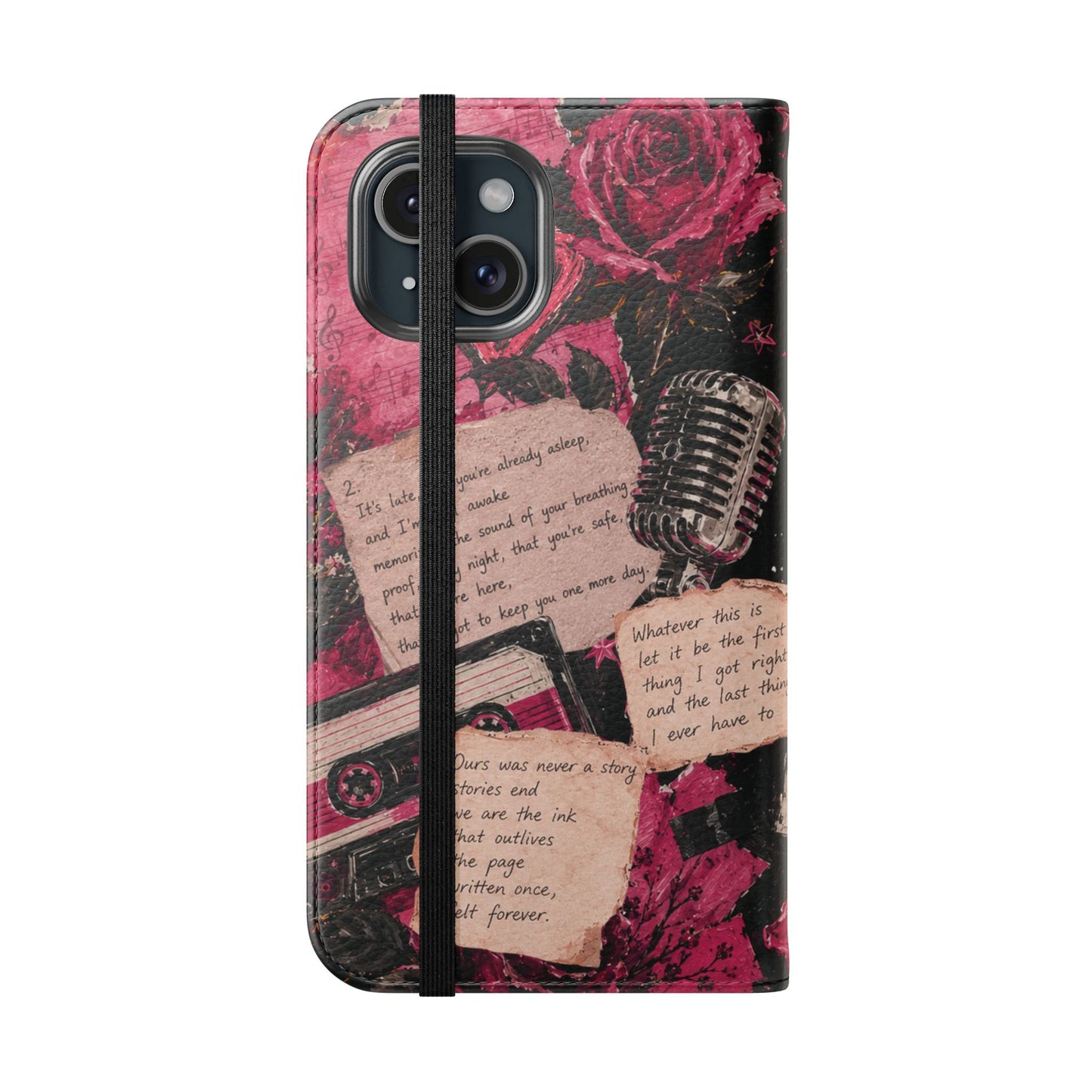 Lyric Flip Case | Dark Romantic Aesthetic Phone Case | Music-Inspired Folio Wallet Case