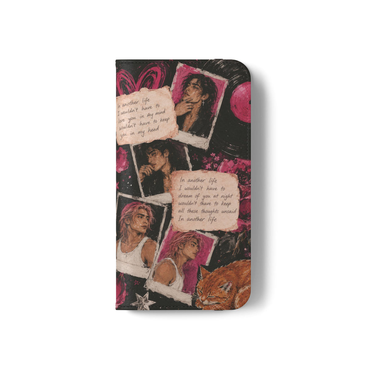 Lyric Flip Case | Dark Romantic Aesthetic Phone Case | Music-Inspired Folio Wallet Case