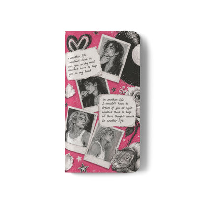 Lyric Flip Case | Bright Pink Romantic Aesthetic Phone Case | Music-Inspired Folio Wallet Case