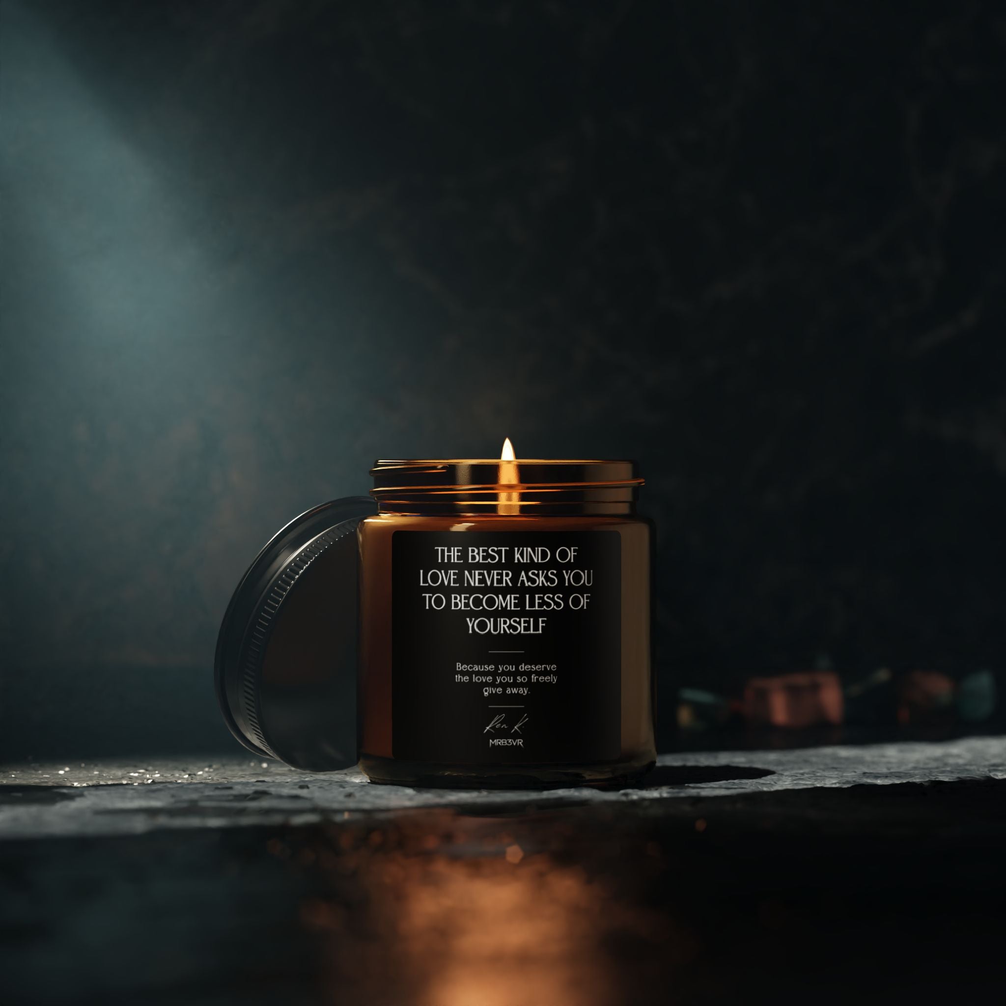 Inspirational Amber Soy Candle — 'The Best Kind of Love' Scented Jar