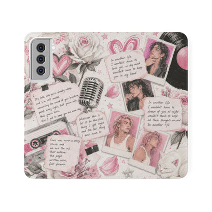 Lyric Flip Case | Light Pink Romantic Aesthetic Phone Case | Music-Inspired Folio Wallet Case