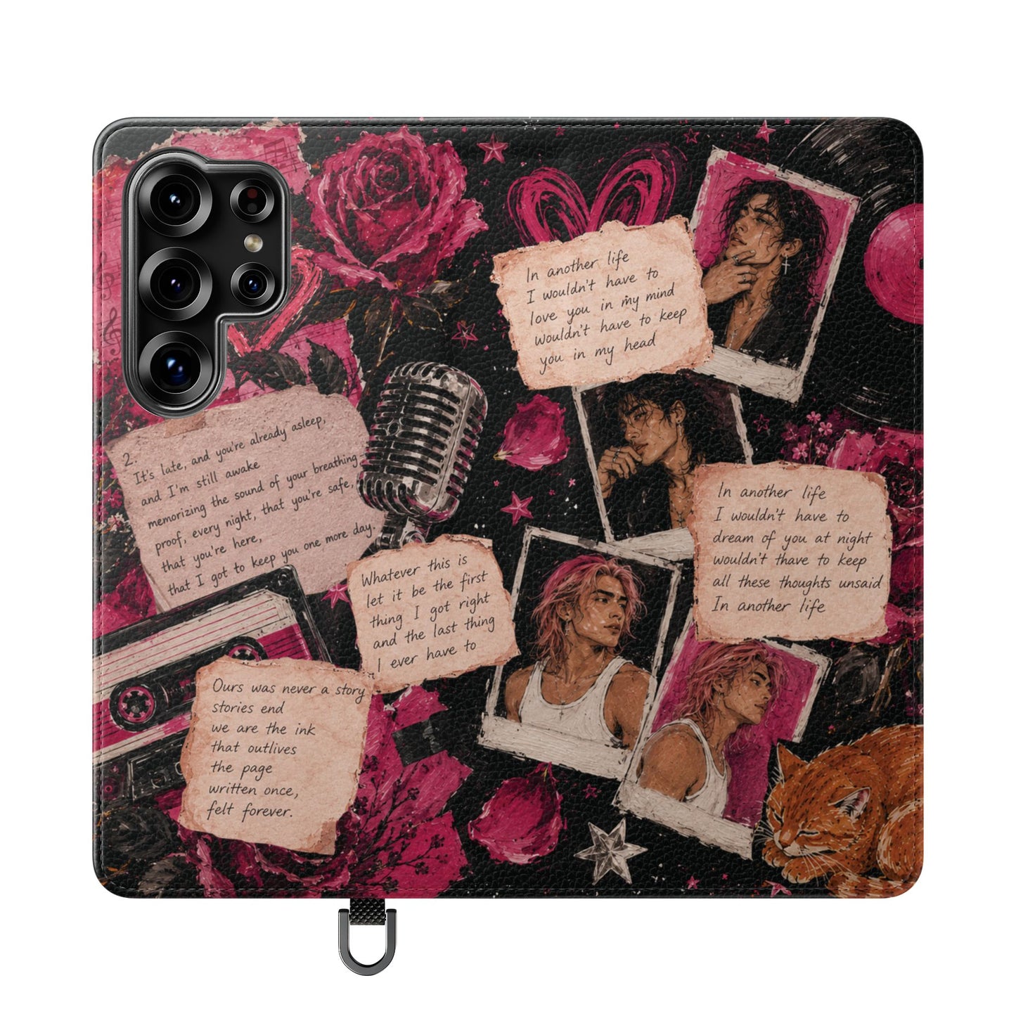Lyric Flip Case | Dark Romantic Aesthetic Phone Case | Music-Inspired Folio Wallet Case