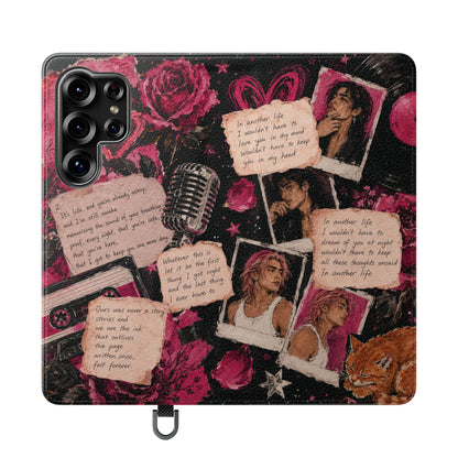 Lyric Flip Case | Dark Romantic Aesthetic Phone Case | Music-Inspired Folio Wallet Case