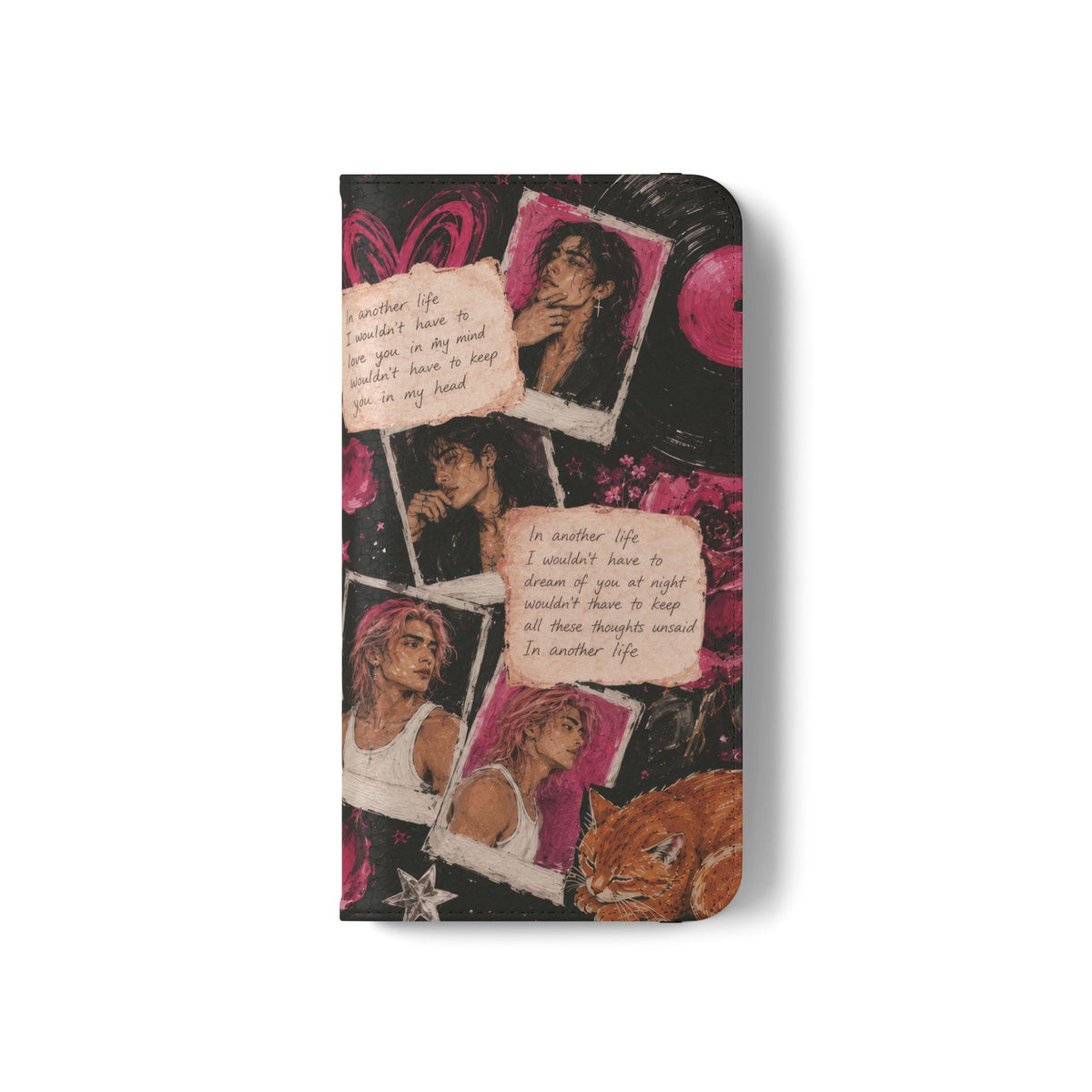 Lyric Flip Case | Dark Romantic Aesthetic Phone Case | Music-Inspired Folio Wallet Case