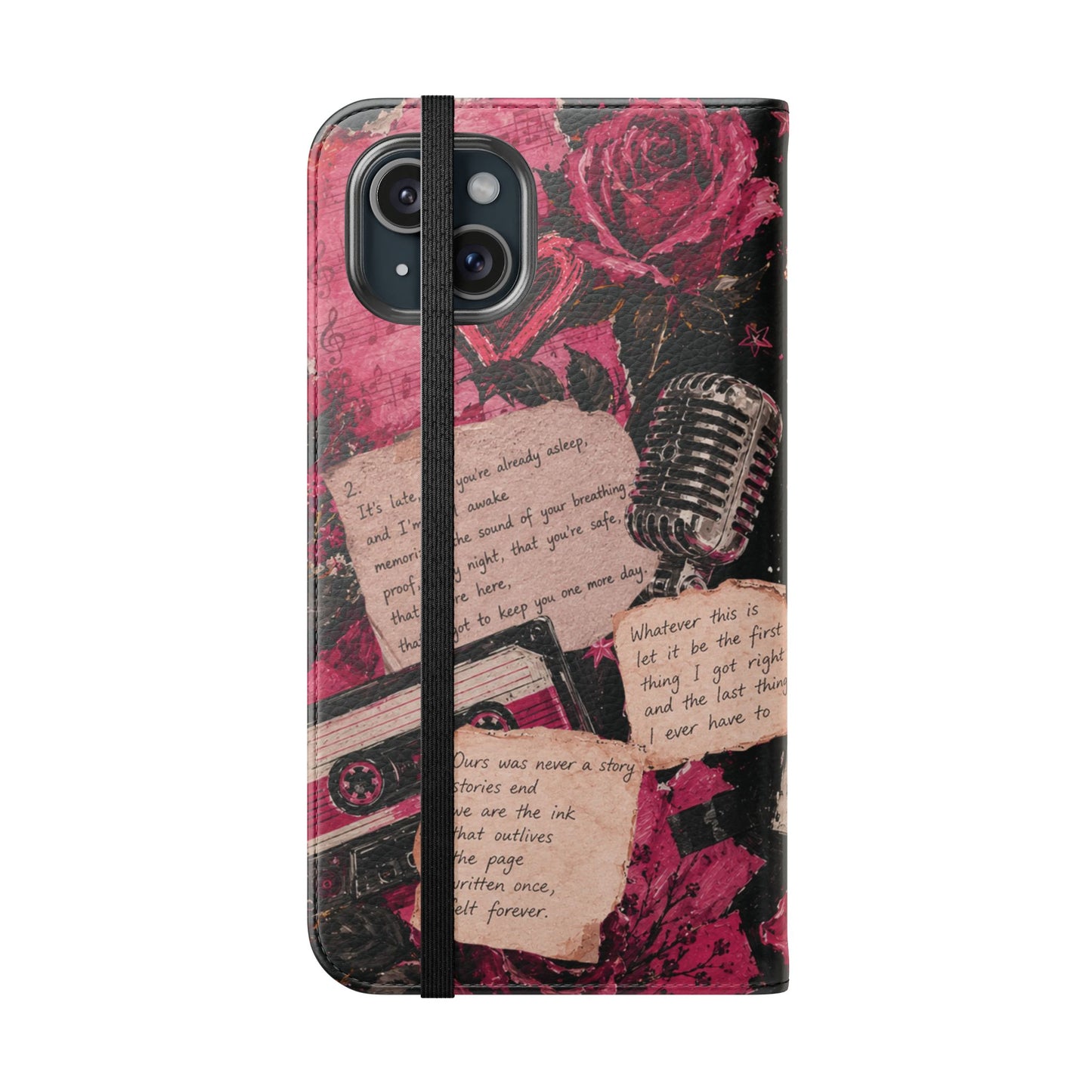 Lyric Flip Case | Dark Romantic Aesthetic Phone Case | Music-Inspired Folio Wallet Case