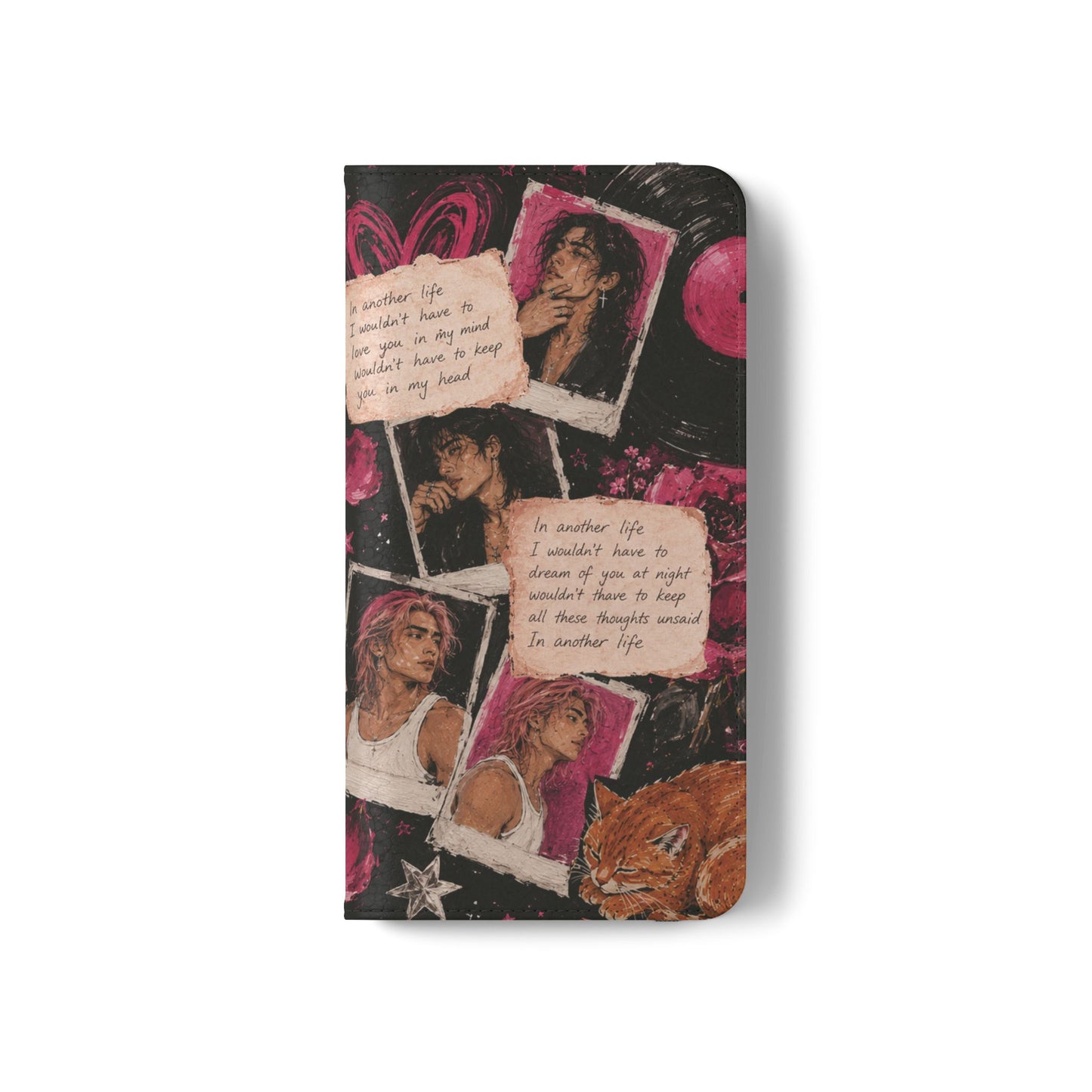 Lyric Flip Case | Dark Romantic Aesthetic Phone Case | Music-Inspired Folio Wallet Case