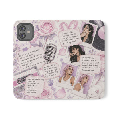 Lyric Flip Case | Light Pink and Lavender Romantic Aesthetic Phone Case | Music-Inspired Folio Wallet Case