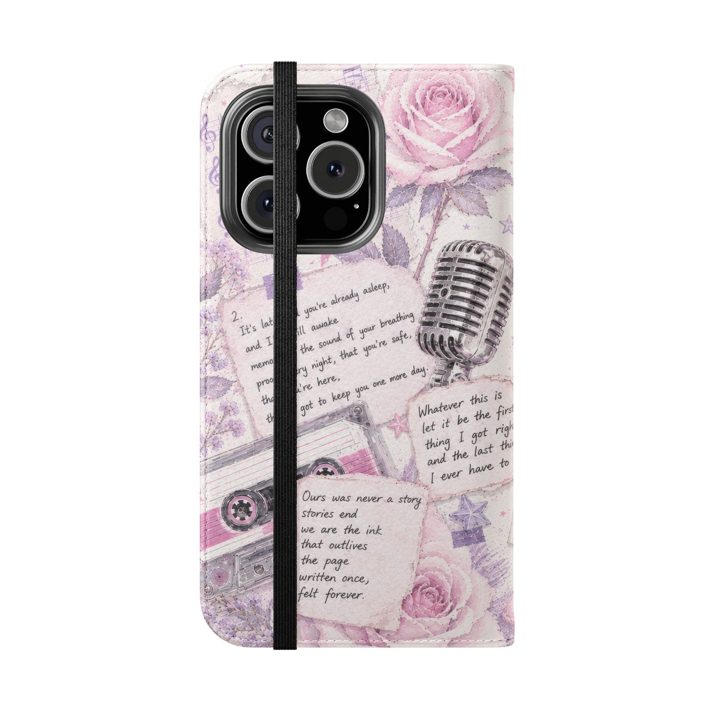 Lyric Flip Case | Light Pink and Lavender Romantic Aesthetic Phone Case | Music-Inspired Folio Wallet Case