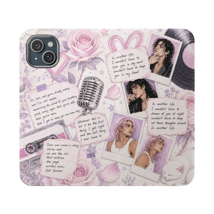 Lyric Flip Case | Light Pink and Lavender Romantic Aesthetic Phone Case | Music-Inspired Folio Wallet Case
