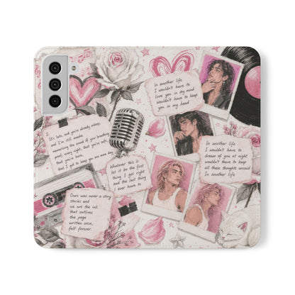 Lyric Flip Case | Light Pink Romantic Aesthetic Phone Case | Music-Inspired Folio Wallet Case