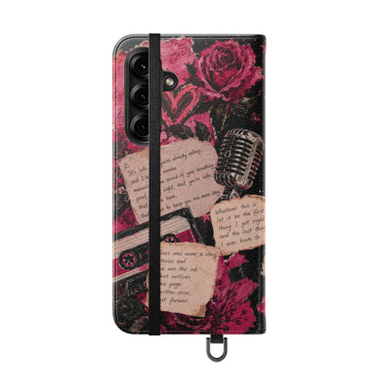 Lyric Flip Case | Dark Romantic Aesthetic Phone Case | Music-Inspired Folio Wallet Case