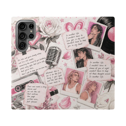 Lyric Flip Case | Light Pink Romantic Aesthetic Phone Case | Music-Inspired Folio Wallet Case