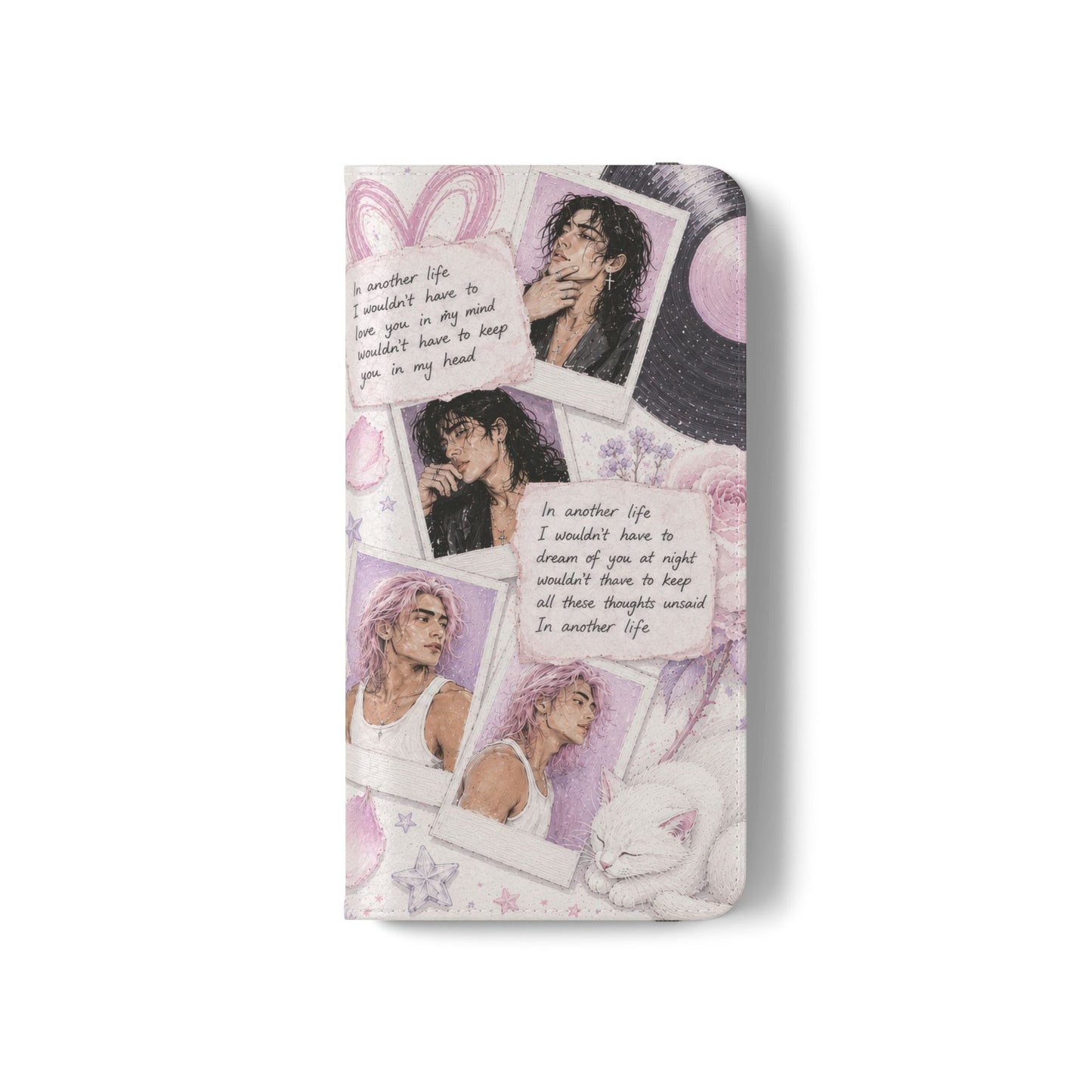 Lyric Flip Case | Light Pink and Lavender Romantic Aesthetic Phone Case | Music-Inspired Folio Wallet Case
