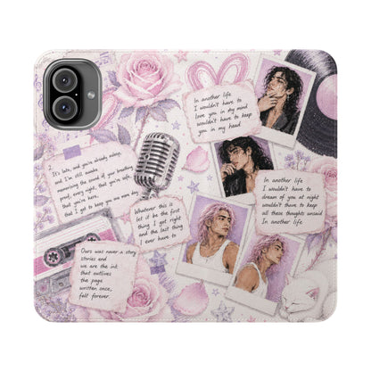 Lyric Flip Case | Light Pink and Lavender Romantic Aesthetic Phone Case | Music-Inspired Folio Wallet Case