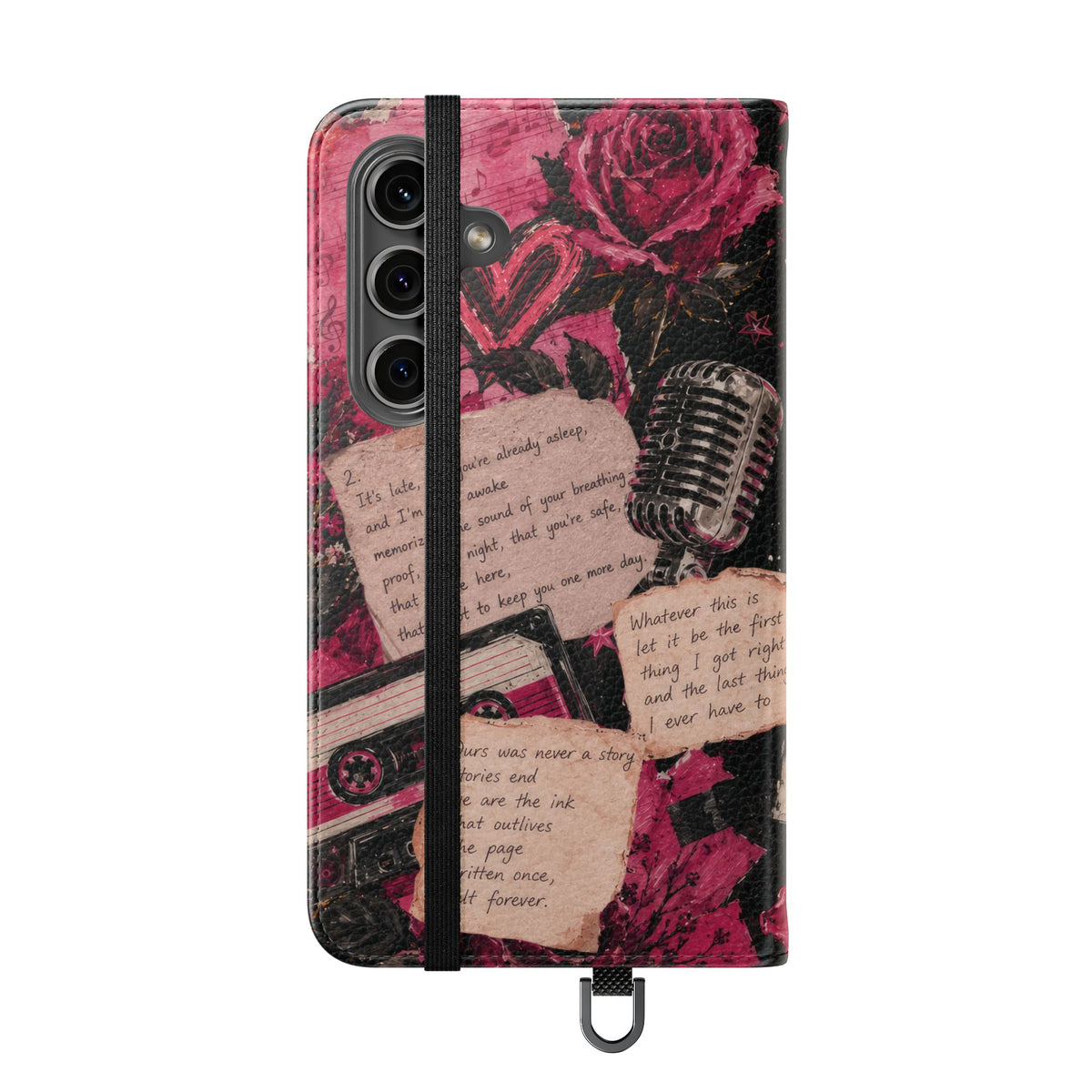 Lyric Flip Case | Dark Romantic Aesthetic Phone Case | Music-Inspired Folio Wallet Case