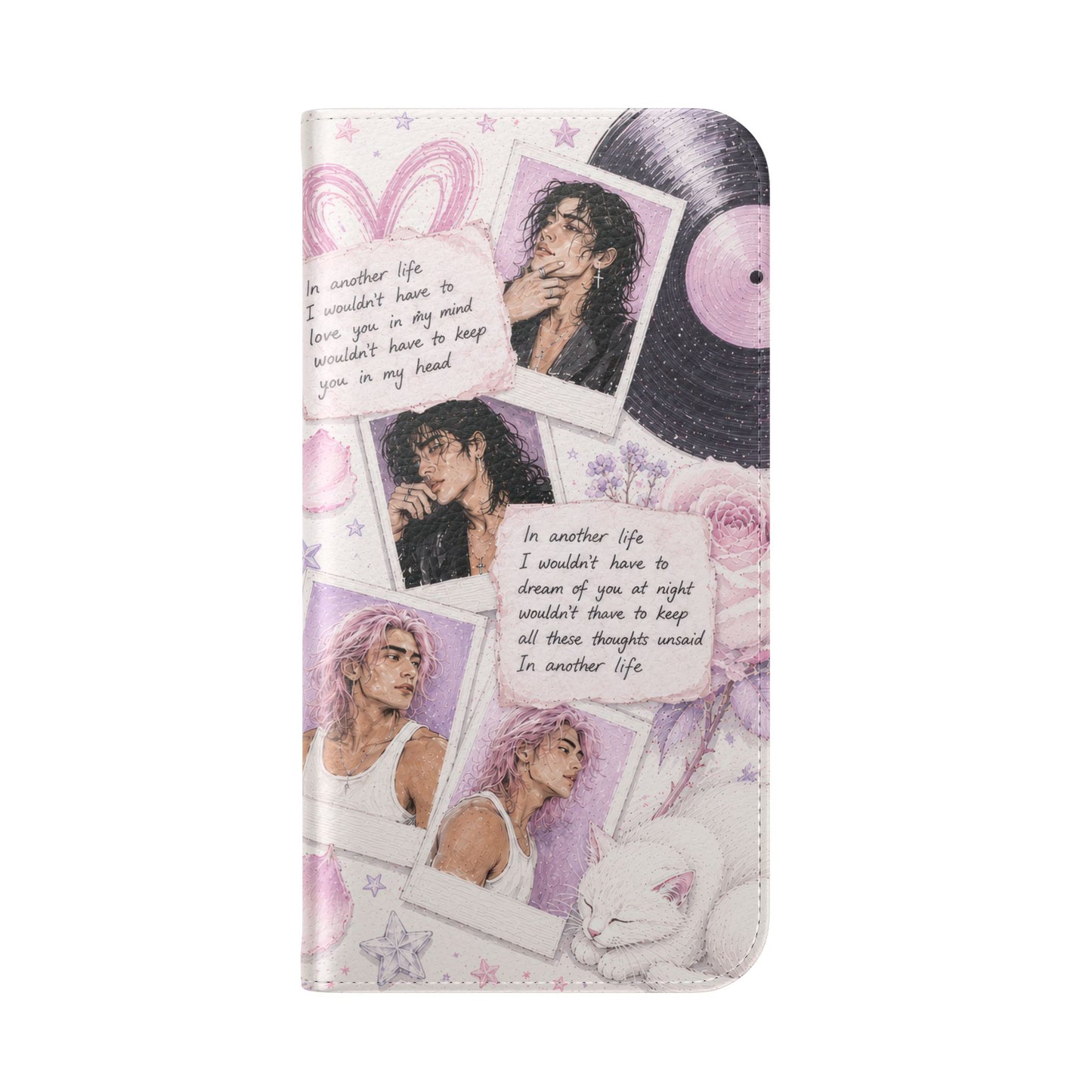 Lyric Flip Case | Light Pink and Lavender Romantic Aesthetic Phone Case | Music-Inspired Folio Wallet Case