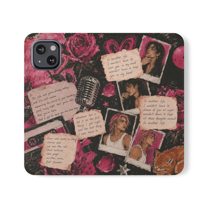 Lyric Flip Case | Dark Romantic Aesthetic Phone Case | Music-Inspired Folio Wallet Case