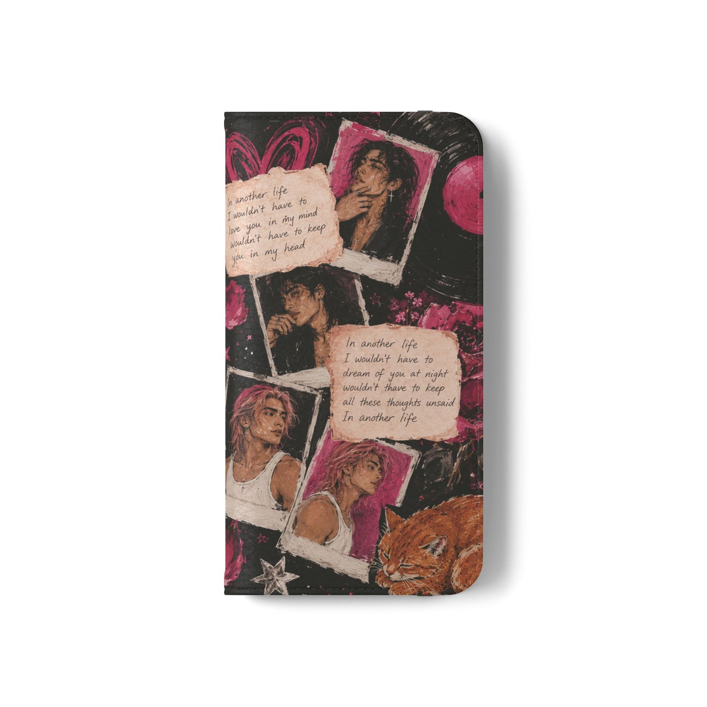 Lyric Flip Case | Dark Romantic Aesthetic Phone Case | Music-Inspired Folio Wallet Case