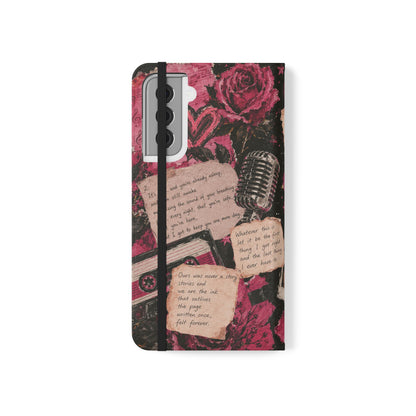 Lyric Flip Case | Dark Romantic Aesthetic Phone Case | Music-Inspired Folio Wallet Case