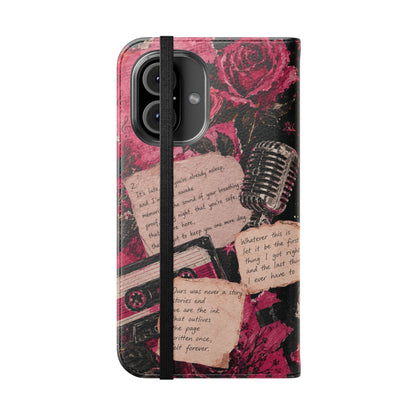 Lyric Flip Case | Dark Romantic Aesthetic Phone Case | Music-Inspired Folio Wallet Case