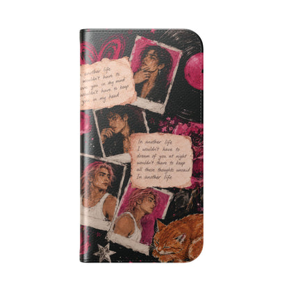 Lyric Flip Case | Dark Romantic Aesthetic Phone Case | Music-Inspired Folio Wallet Case