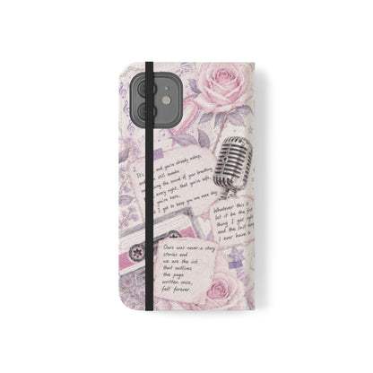 Lyric Flip Case | Light Pink and Lavender Romantic Aesthetic Phone Case | Music-Inspired Folio Wallet Case