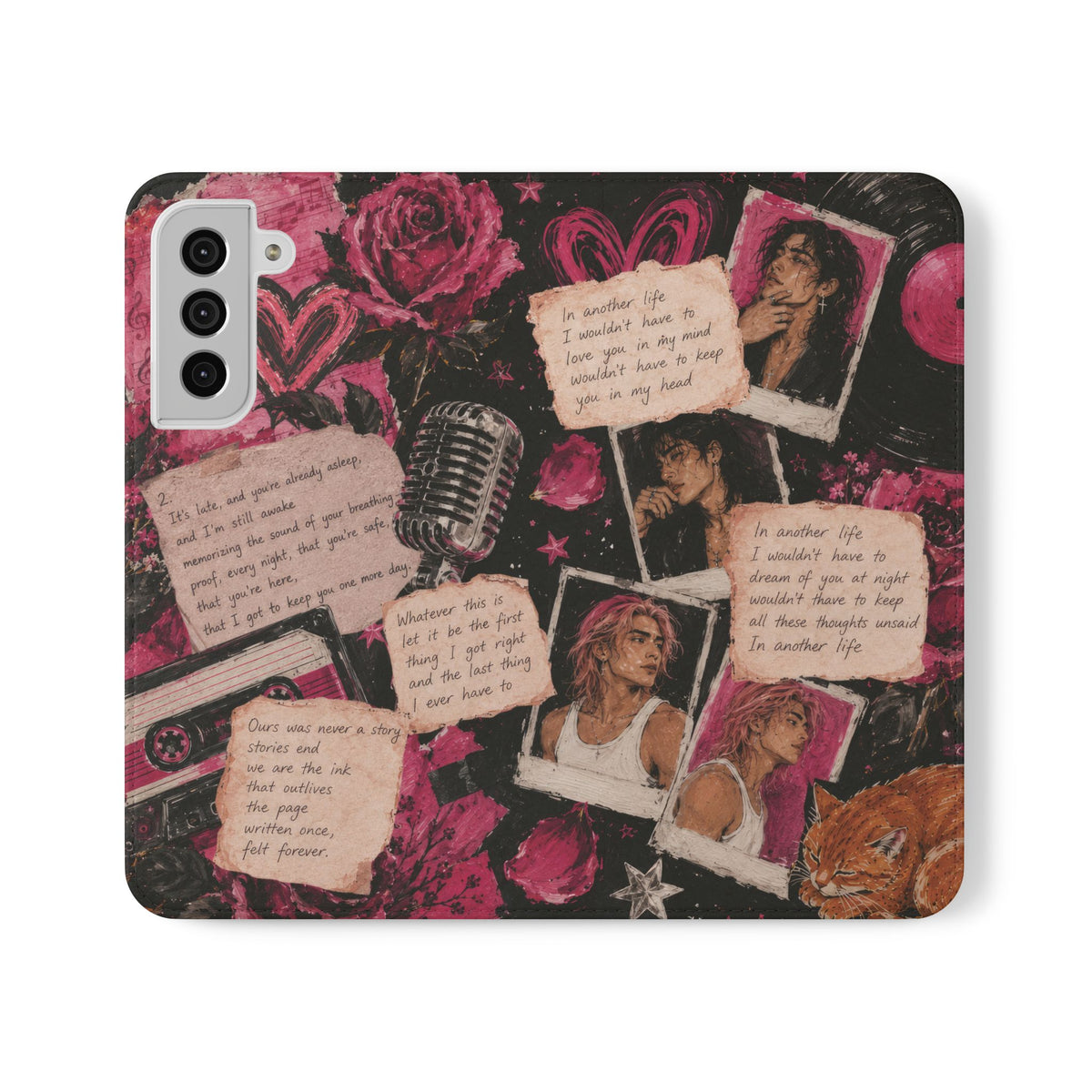Lyric Flip Case | Dark Romantic Aesthetic Phone Case | Music-Inspired Folio Wallet Case