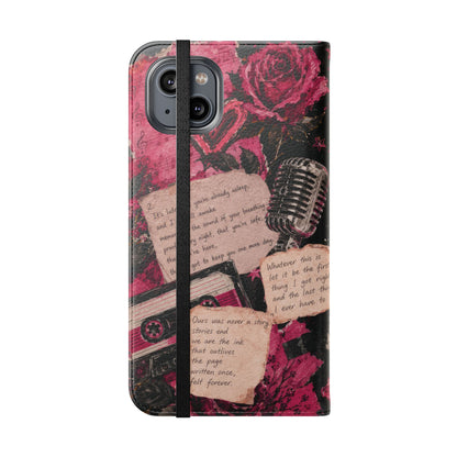 Lyric Flip Case | Dark Romantic Aesthetic Phone Case | Music-Inspired Folio Wallet Case