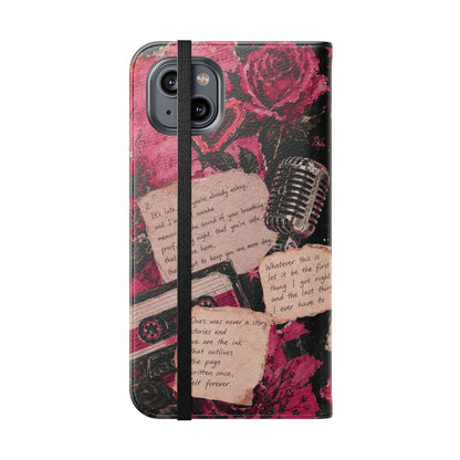 Lyric Flip Case | Dark Romantic Aesthetic Phone Case | Music-Inspired Folio Wallet Case