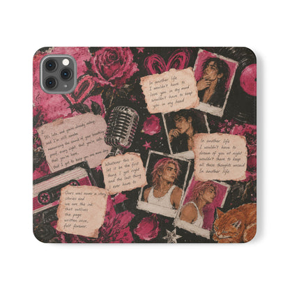 Lyric Flip Case | Dark Romantic Aesthetic Phone Case | Music-Inspired Folio Wallet Case