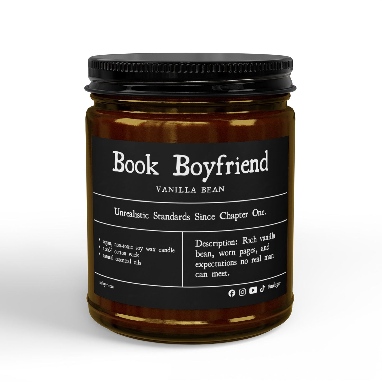 Book Boyfriend | Vanilla Bean Soy Candle | Vegan, Non-Toxic Vegan, Non-Toxic | (4oz & 9oz)
