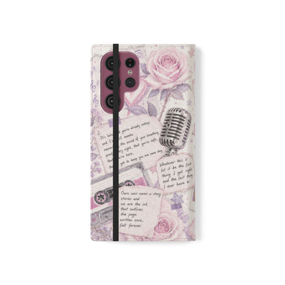 Lyric Flip Case | Light Pink and Lavender Romantic Aesthetic Phone Case | Music-Inspired Folio Wallet Case