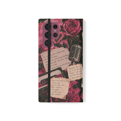 Lyric Flip Case | Dark Romantic Aesthetic Phone Case | Music-Inspired Folio Wallet Case