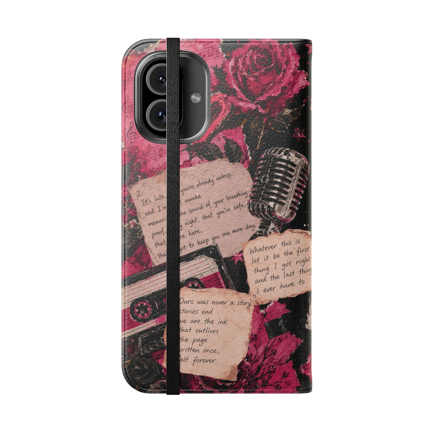 Lyric Flip Case | Dark Romantic Aesthetic Phone Case | Music-Inspired Folio Wallet Case