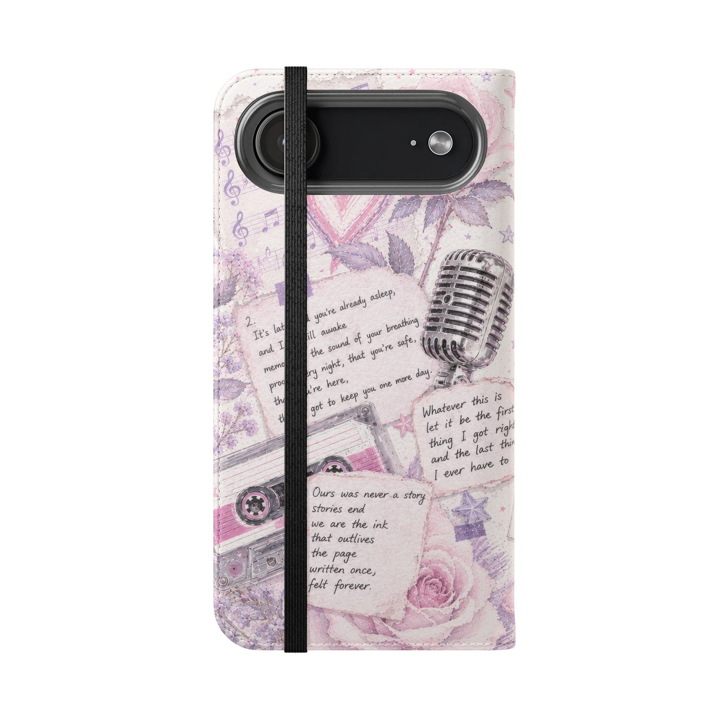 Lyric Flip Case | Light Pink and Lavender Romantic Aesthetic Phone Case | Music-Inspired Folio Wallet Case