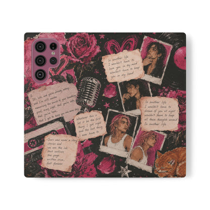 Lyric Flip Case | Dark Romantic Aesthetic Phone Case | Music-Inspired Folio Wallet Case