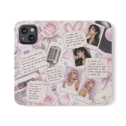 Lyric Flip Case | Light Pink and Lavender Romantic Aesthetic Phone Case | Music-Inspired Folio Wallet Case
