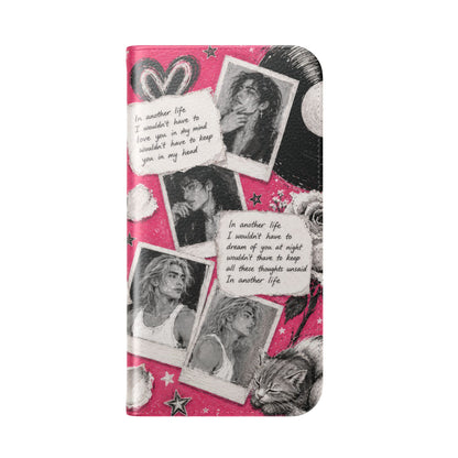 Lyric Flip Case | Bright Pink Romantic Aesthetic Phone Case | Music-Inspired Folio Wallet Case