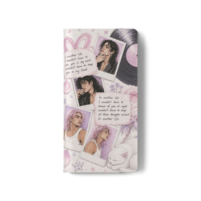 Lyric Flip Case | Light Pink and Lavender Romantic Aesthetic Phone Case | Music-Inspired Folio Wallet Case