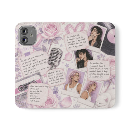 Lyric Flip Case | Light Pink and Lavender Romantic Aesthetic Phone Case | Music-Inspired Folio Wallet Case