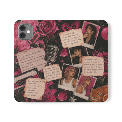 Lyric Flip Case | Dark Romantic Aesthetic Phone Case | Music-Inspired Folio Wallet Case