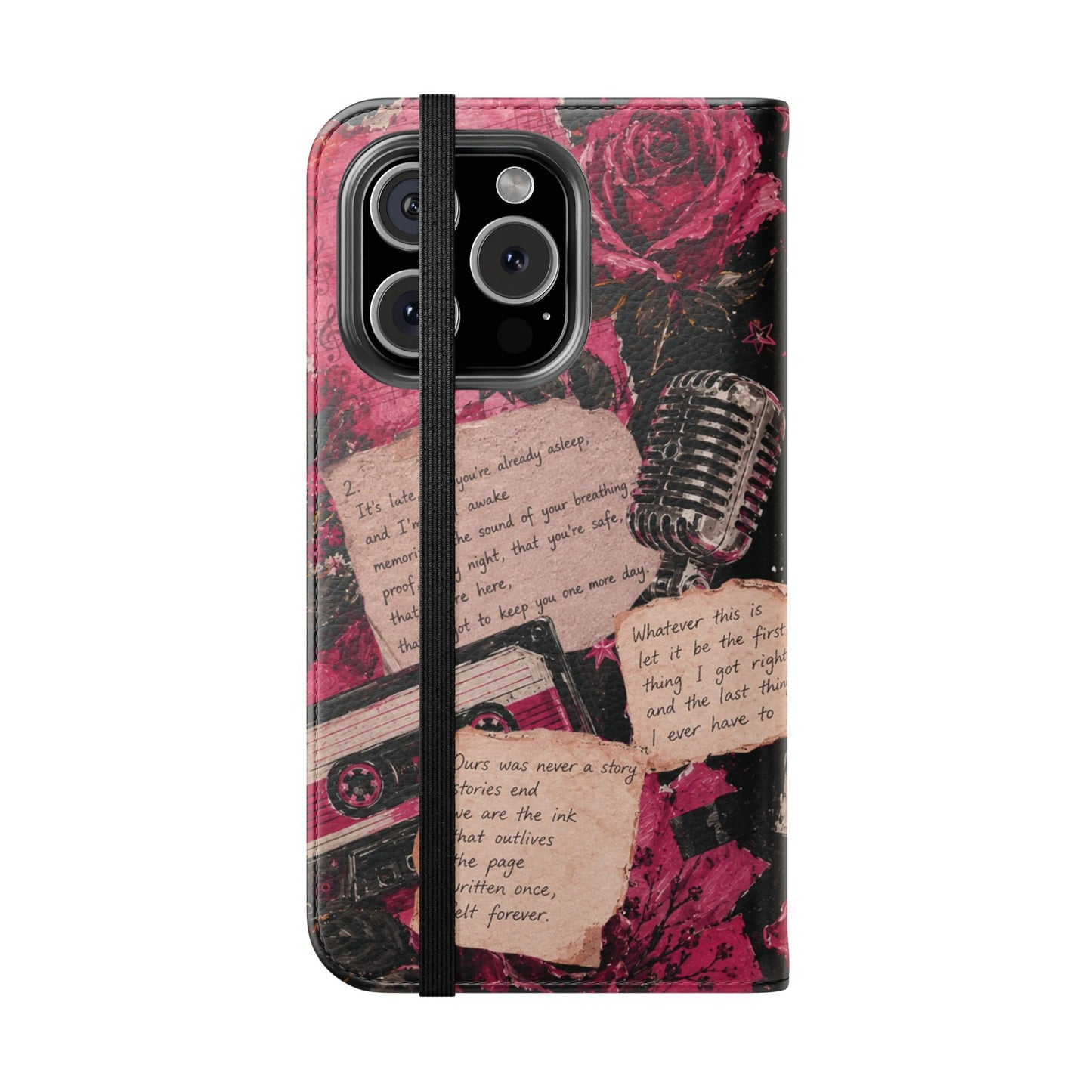 Lyric Flip Case | Dark Romantic Aesthetic Phone Case | Music-Inspired Folio Wallet Case