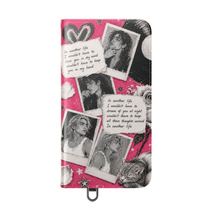 Lyric Flip Case | Bright Pink Romantic Aesthetic Phone Case | Music-Inspired Folio Wallet Case
