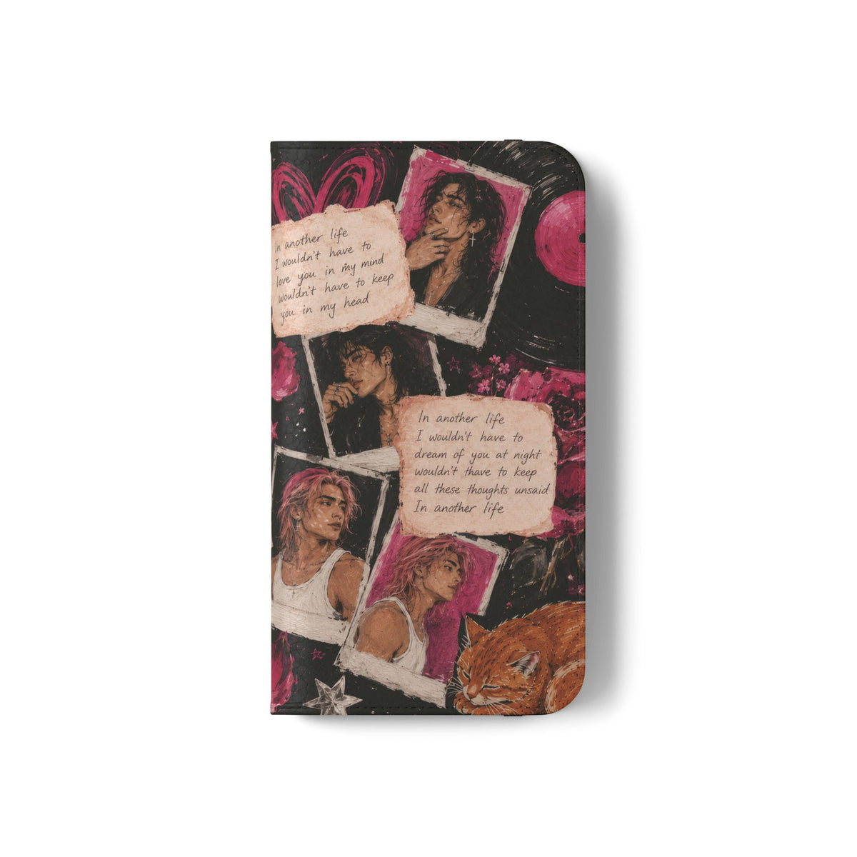 Lyric Flip Case | Dark Romantic Aesthetic Phone Case | Music-Inspired Folio Wallet Case