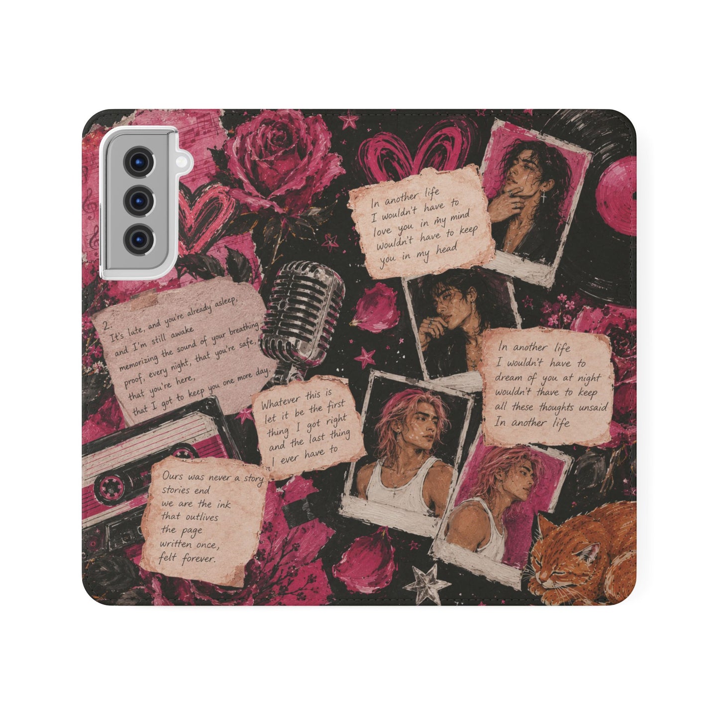 Lyric Flip Case | Dark Romantic Aesthetic Phone Case | Music-Inspired Folio Wallet Case